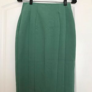 Green high waist midi pencil skirt